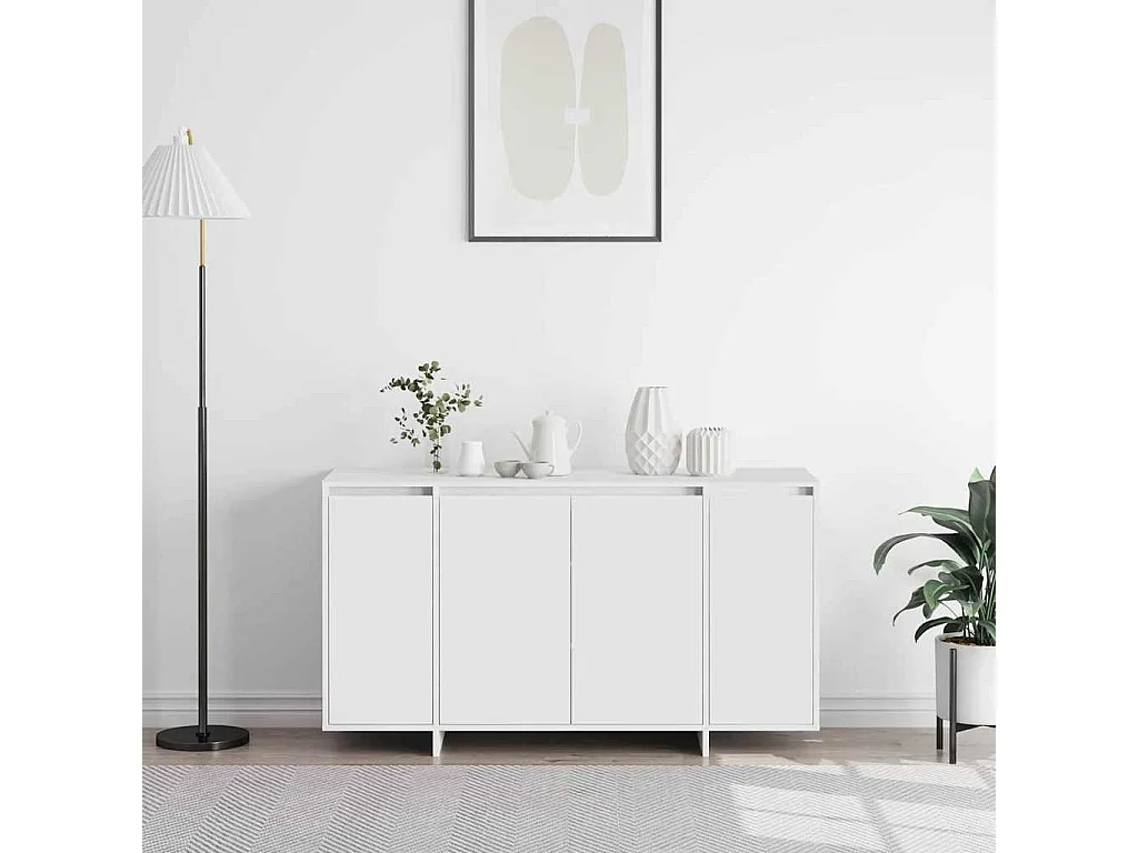 Credenza | Buffet | Armadio Bianca Bianca Legno 135 x 41 x 75 cm Credenza | Buffet | Armadio Bianca