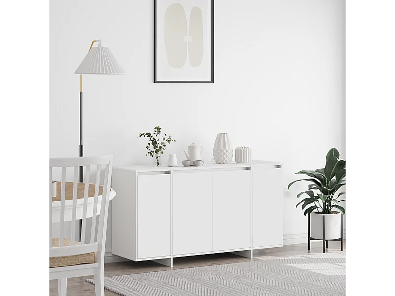 Buffet | Bahut | Meuble de rangement blanc Blanc Bois 135 x 41 x 75 cm Buffet | Bahut | Meuble de rangement blanc