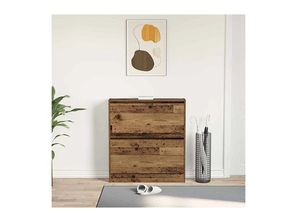 Credenza | Mobile | Armadio per Scarpe con Cassetto Flip in Legno Antico 80x21x87,5 cm