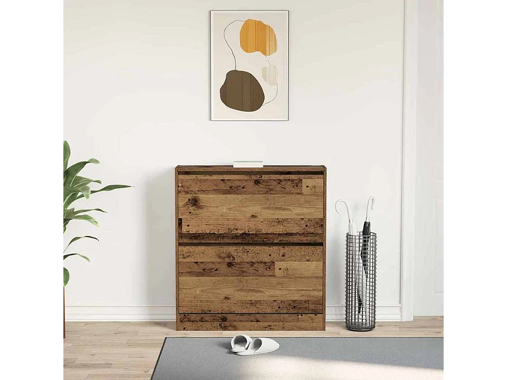 Credenza | Mobile | Armadio per Scarpe con Cassetto Flip in Legno Antico 80x21x87,5 cm