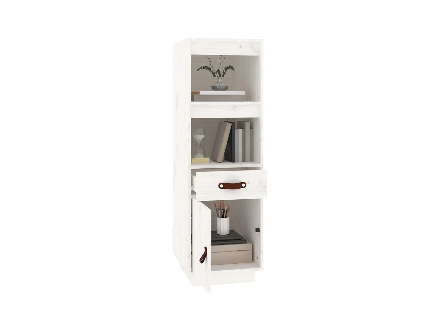 Buffet | Bahut | Meuble de rangement haut Blanc 34x40x108,5 cm Bois massif de pin