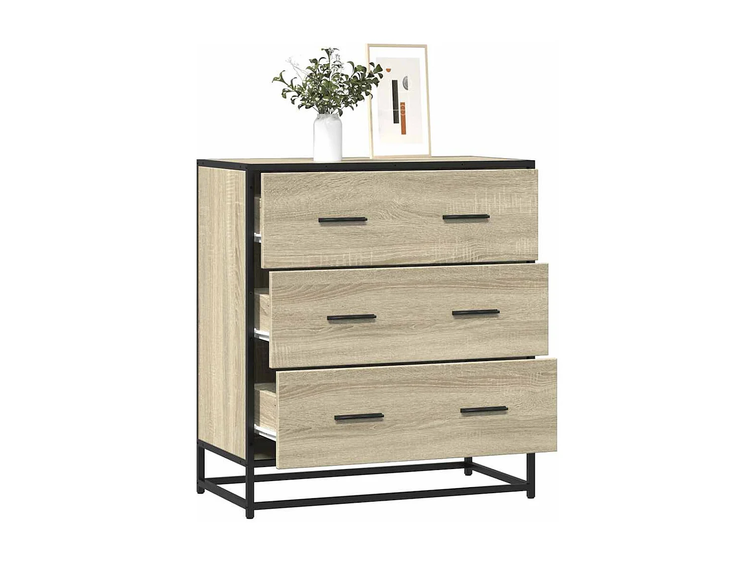Buffet | Commode à tiroir | Meuble de rangement chêne sonoma 68x35x76 cm bois d'ingénierie et métal