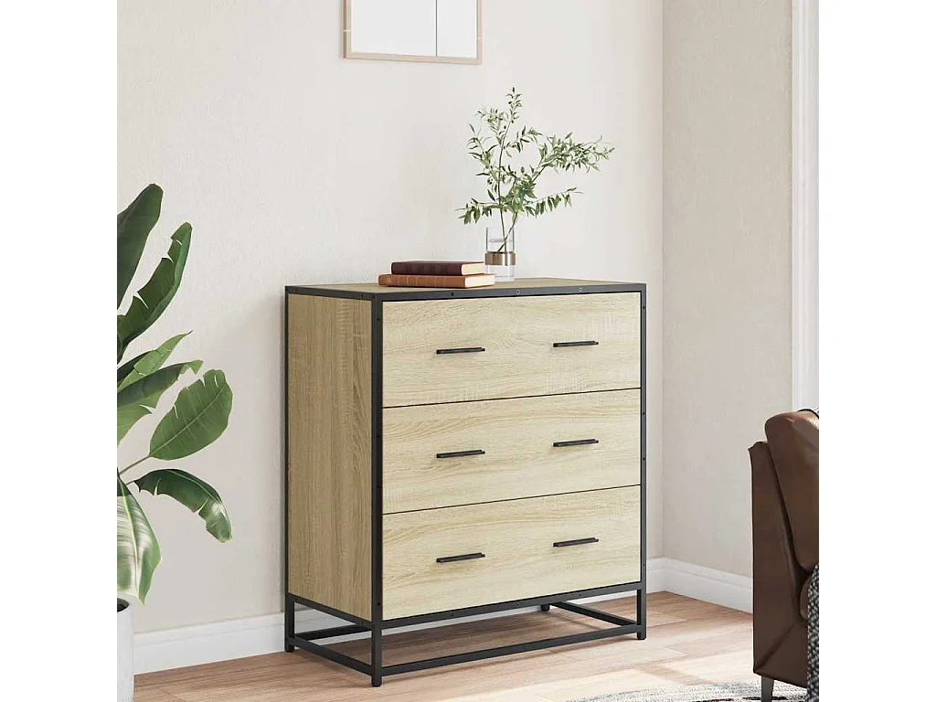 Buffet | Commode à tiroir | Meuble de rangement chêne sonoma 68x35x76 cm bois d'ingénierie et métal