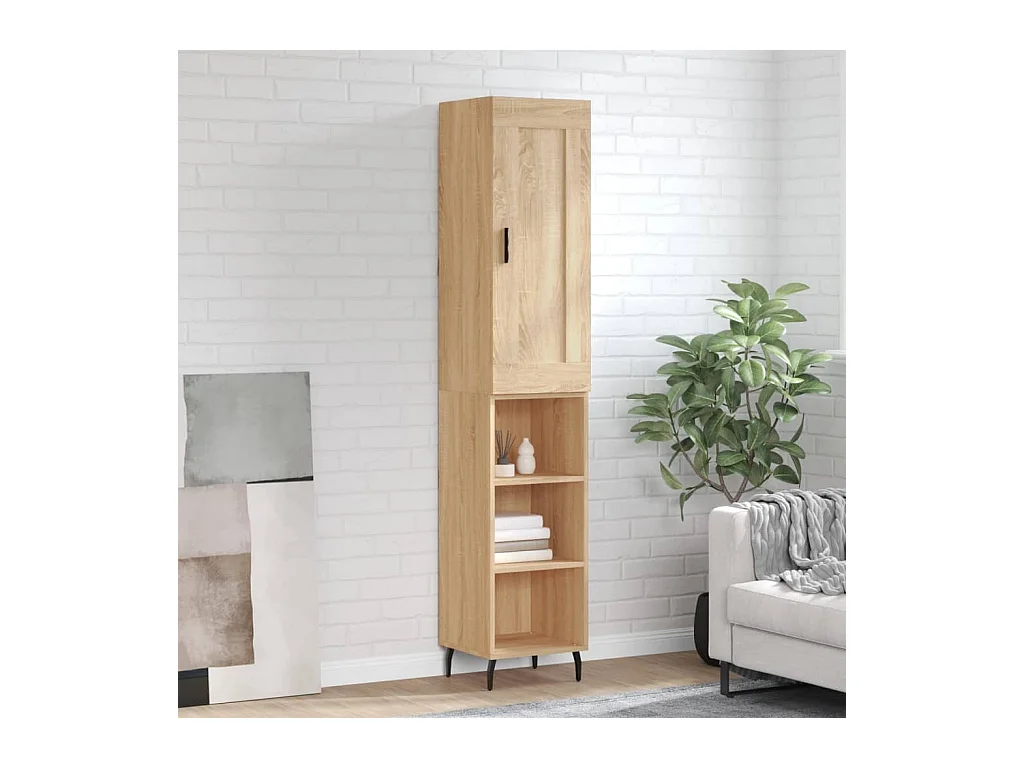 Buffet | Bahut | Meuble de rangement haut Chêne sonoma 34,5x34x180 cm Bois d'ingénierie