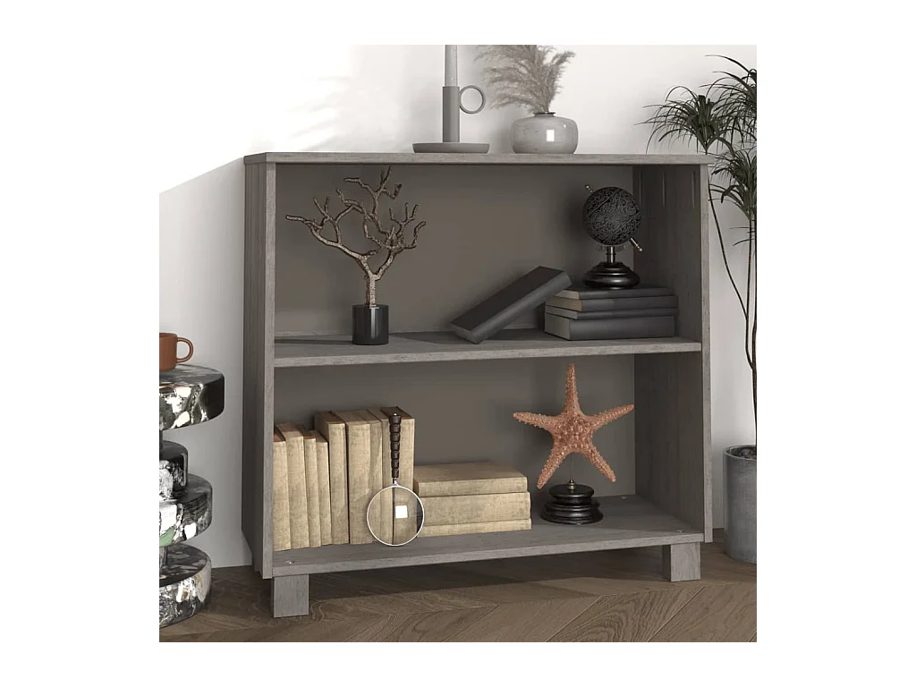 Credenza | Buffet | Armadio HAMAR Grigio Chiaro 85x35x80 cm Legno Massello di Pino