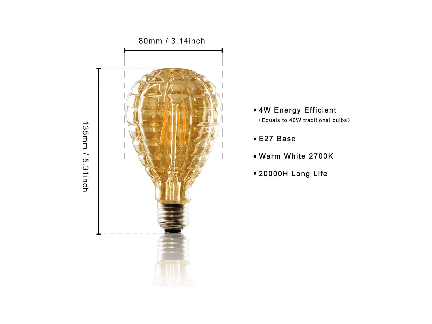 NETTLIFE LED-Glühbirne E27 Vintage-Glühbirne Retro-Glühbirne Warmweiß Edison-Glühbirne Glühfaden-Glühbirne Warmweiß Energiesparlampe 4-W-Glühbirne