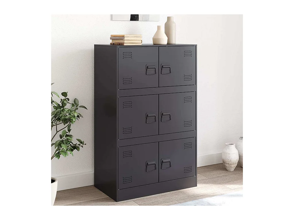 Buffet | Bahut | Meuble de rangement noir 67x39x107 cm acier
