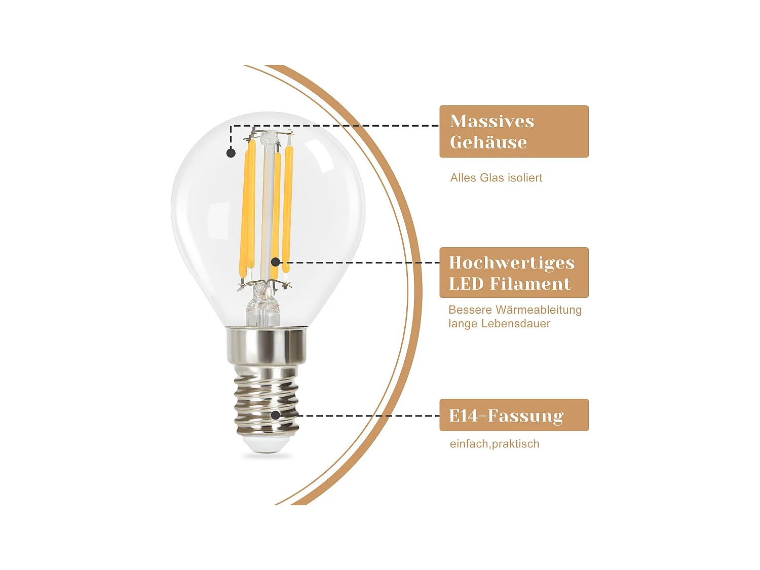 Nettlife 6er-Pack LED-Lampen: Vintage Edison E14-Glühbirne, warmweiße Glühfadenlampe, G45 2700 K-Glühbirne, 4 W Retro-Glühbirne, Energiesparlampe