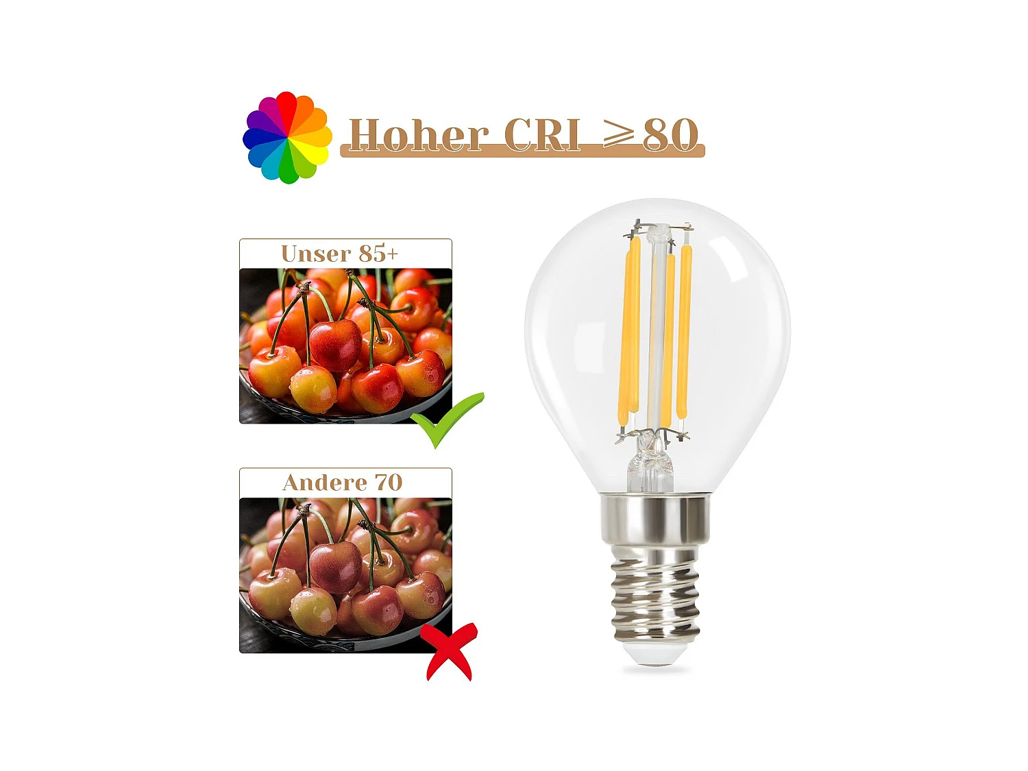 Nettlife 6er-Pack LED-Lampen: Vintage Edison E14-Glühbirne, warmweiße Glühfadenlampe, G45 2700 K-Glühbirne, 4 W Retro-Glühbirne, Energiesparlampe