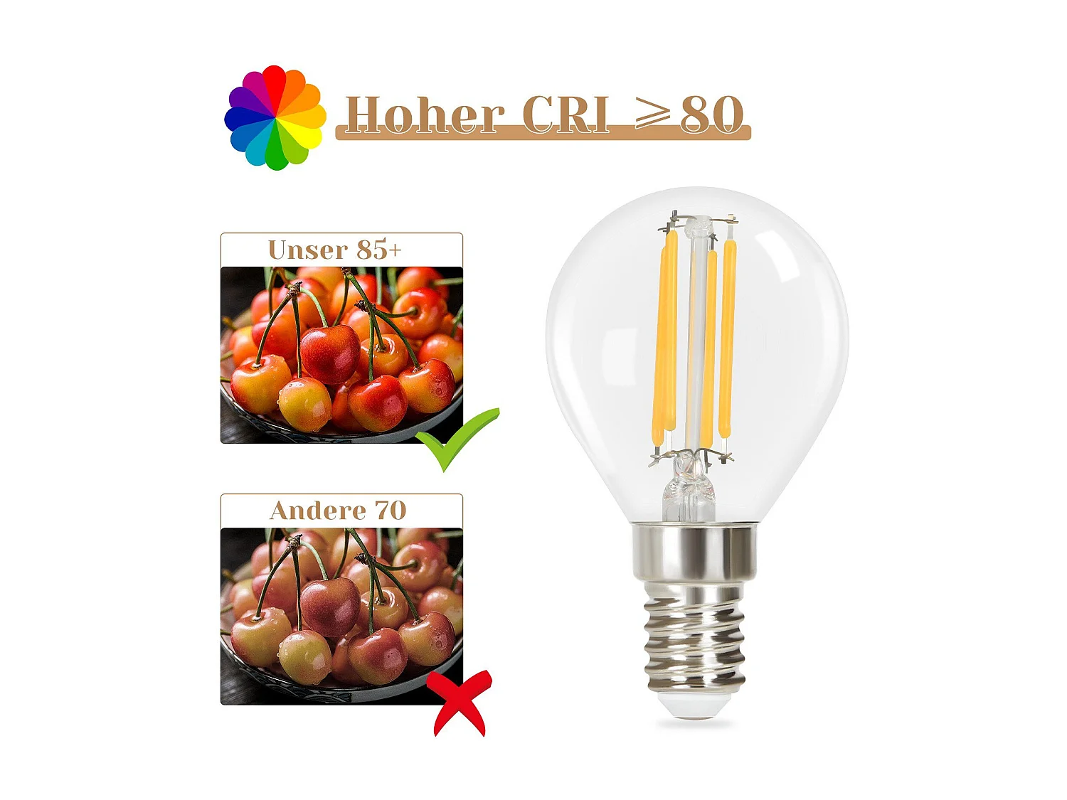 Nettlife 6er-Pack LED-Lampen: Vintage Edison E14-Glühbirne, warmweiße Glühfadenlampe, G45 2700 K-Glühbirne, 4 W Retro-Glühbirne, Energiesparlampe