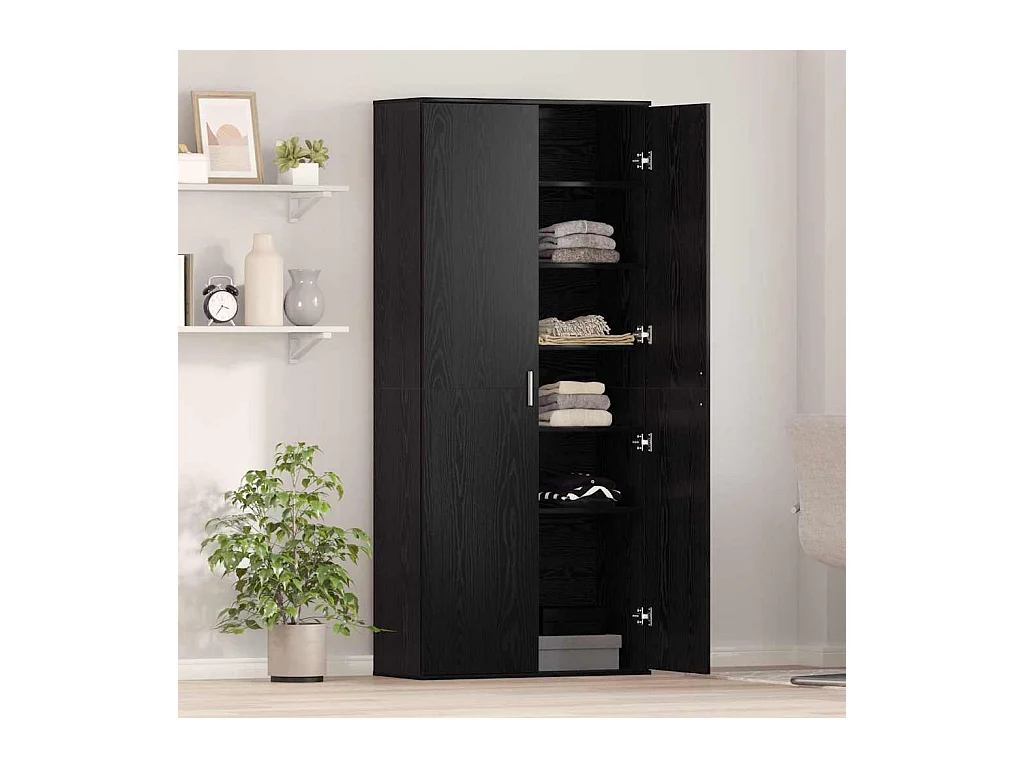 Buffet | Bahut | Meuble de rangement Chêne Noir 80x35x180 cm Bois d'ingénierie