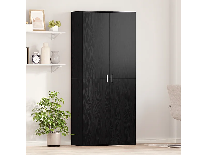 Buffet | Bahut | Meuble de rangement Chêne Noir 80x35x180 cm Bois d'ingénierie