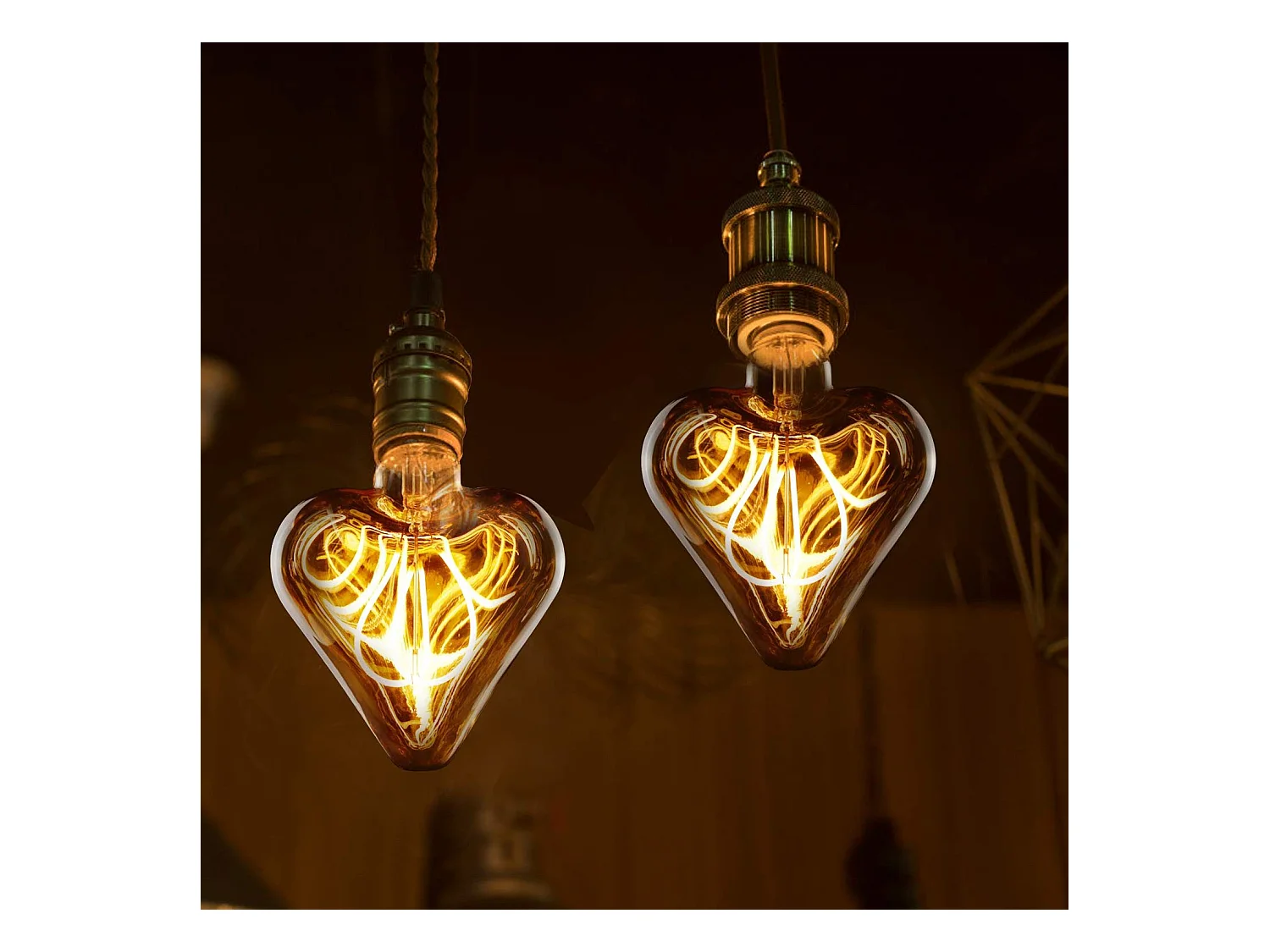 NETTLIFE - Żarówka LED Edison Vintage 3W, lampa żarowa retro E27 w kształcie serca, dekoracyjna, ciepła biel, nieściemnialna