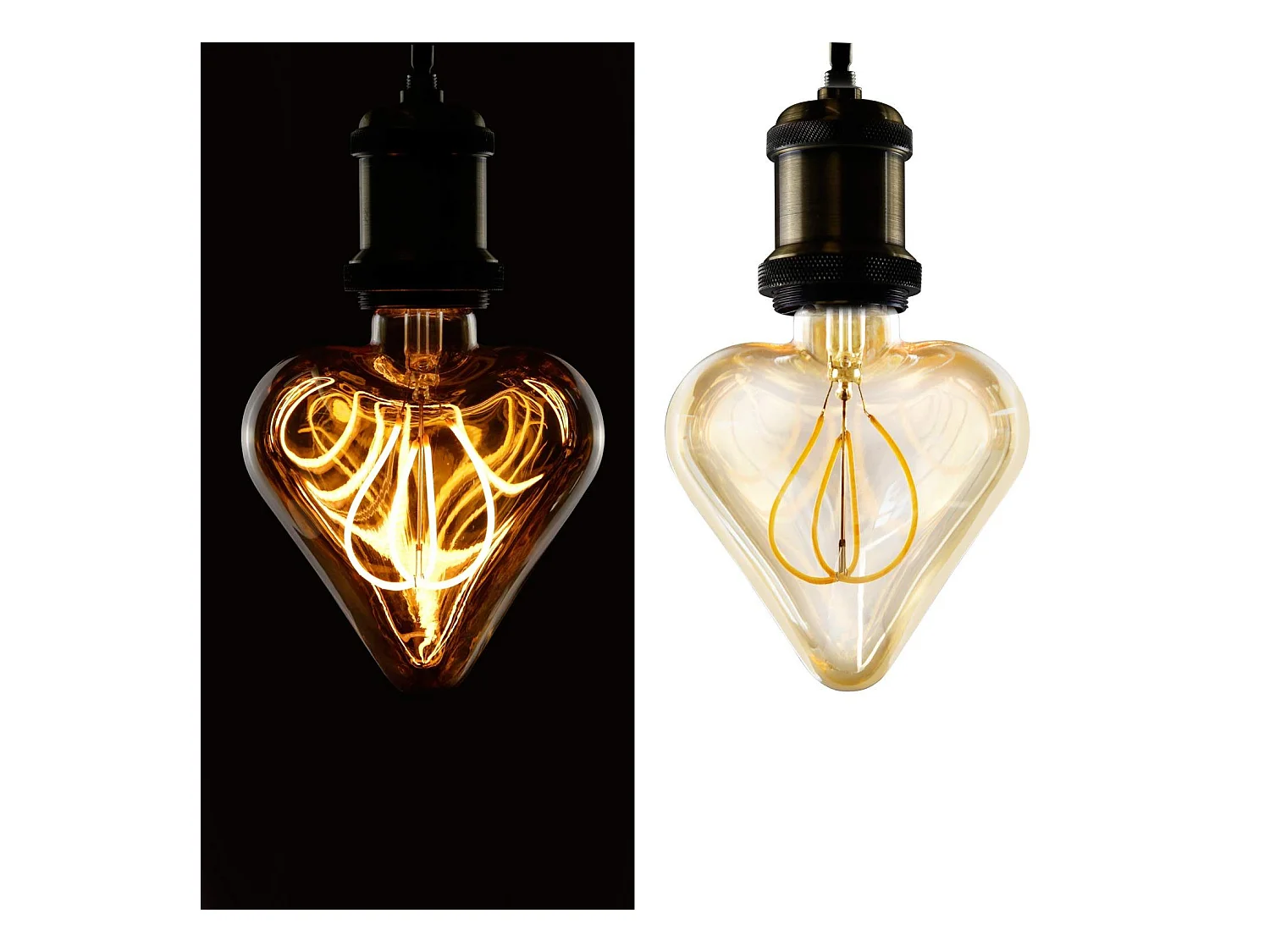 NETTLIFE - Żarówka LED Edison Vintage 3W, lampa żarowa retro E27 w kształcie serca, dekoracyjna, ciepła biel, nieściemnialna