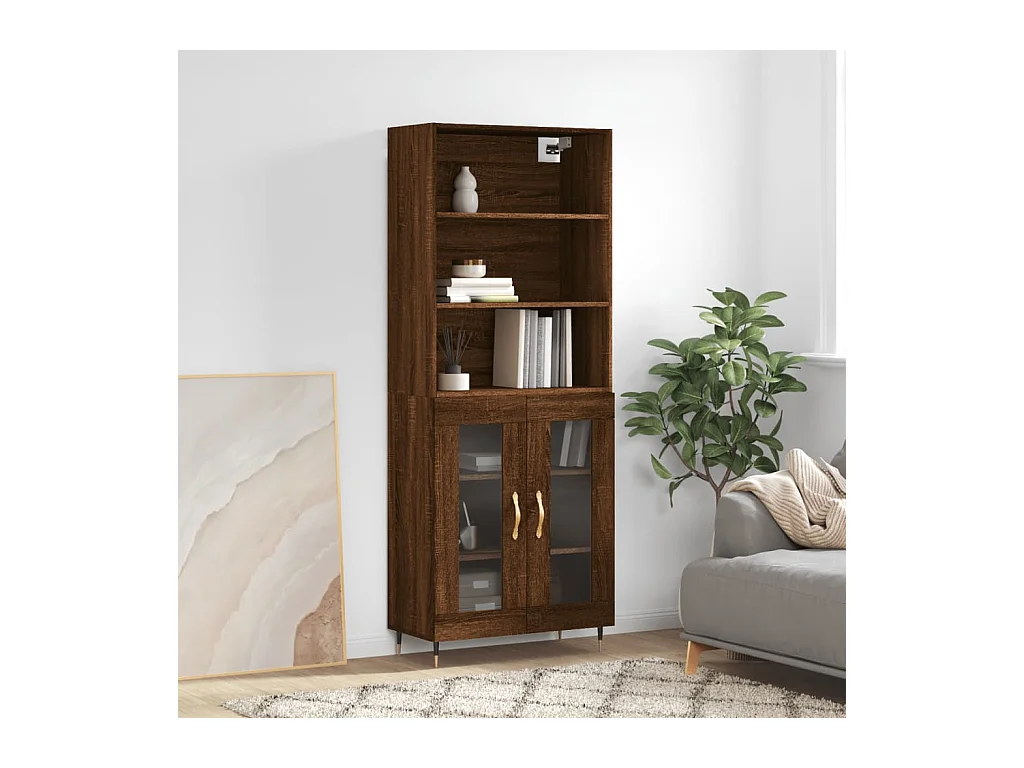 Buffet | Bahut | Meuble de rangement haut Chêne marron 69,5x34x180 cm Bois d'ingénierie