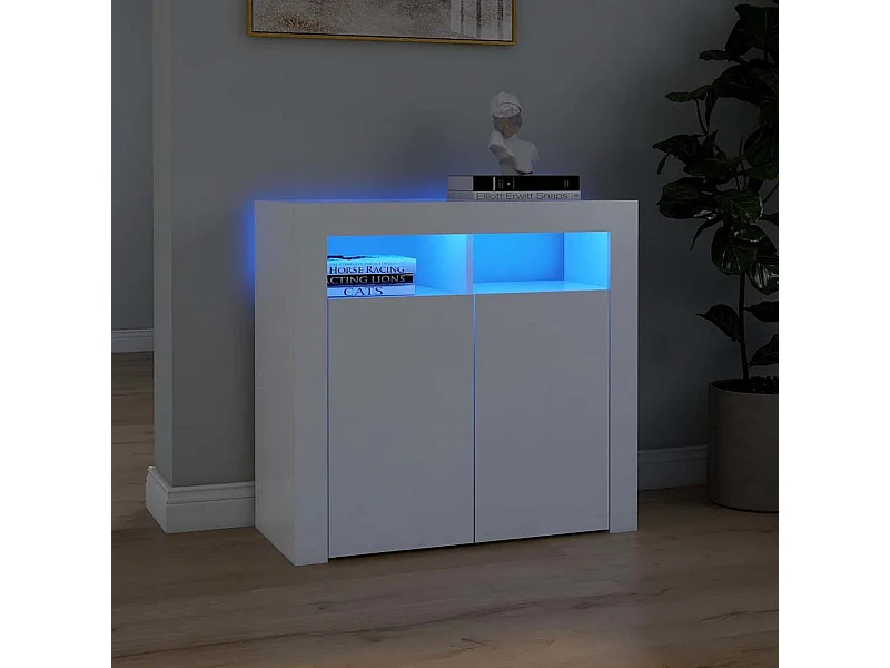 Buffet | Bahut | Meuble de rangement avec lumières LED Blanc 80x35x75 cm