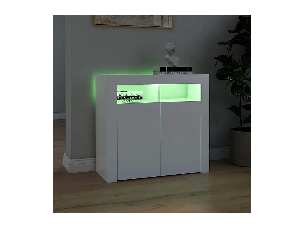 Buffet | Bahut | Meuble de rangement avec lumières LED Blanc 80x35x75 cm