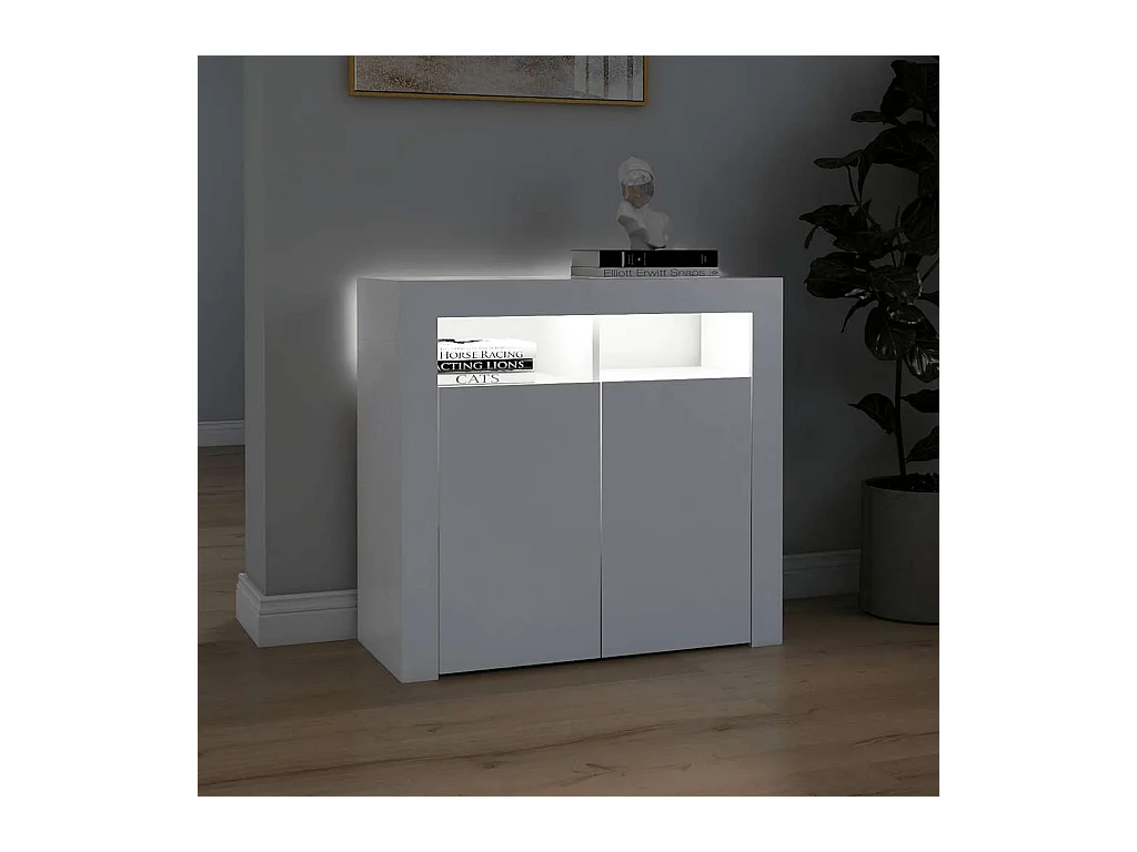 Buffet | Bahut | Meuble de rangement avec lumières LED Blanc 80x35x75 cm