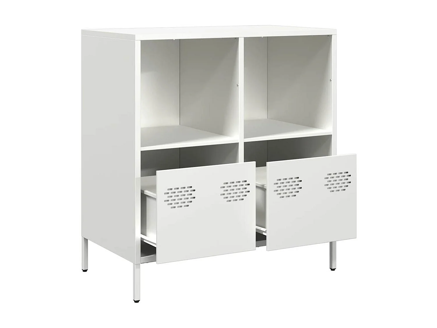 Credenza | Buffet | Armadio Bianca 68x39x73,5 cm in Acciaio Laminato a Freddo