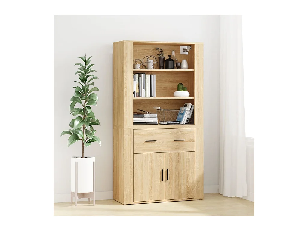 Buffet | Bahut | Meuble de rangement haut Chêne sonoma Bois d'ingénierie