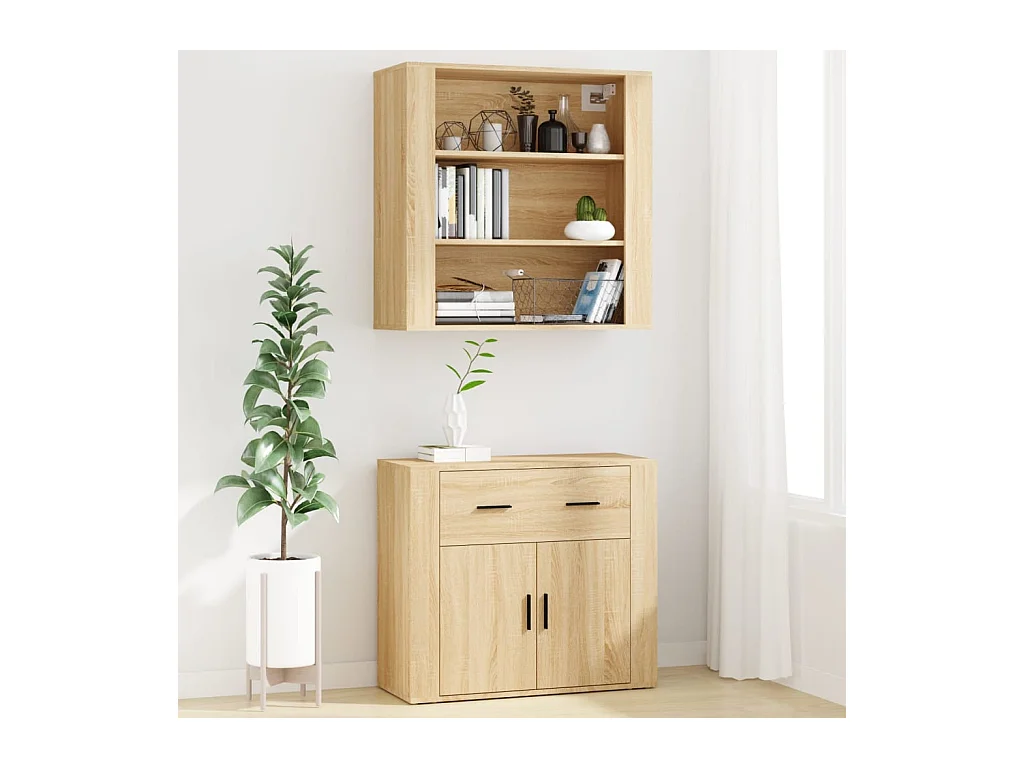 Buffet | Bahut | Meuble de rangement haut Chêne sonoma Bois d'ingénierie