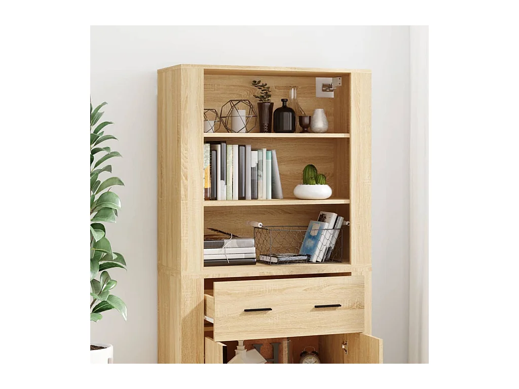 Buffet | Bahut | Meuble de rangement haut Chêne sonoma Bois d'ingénierie