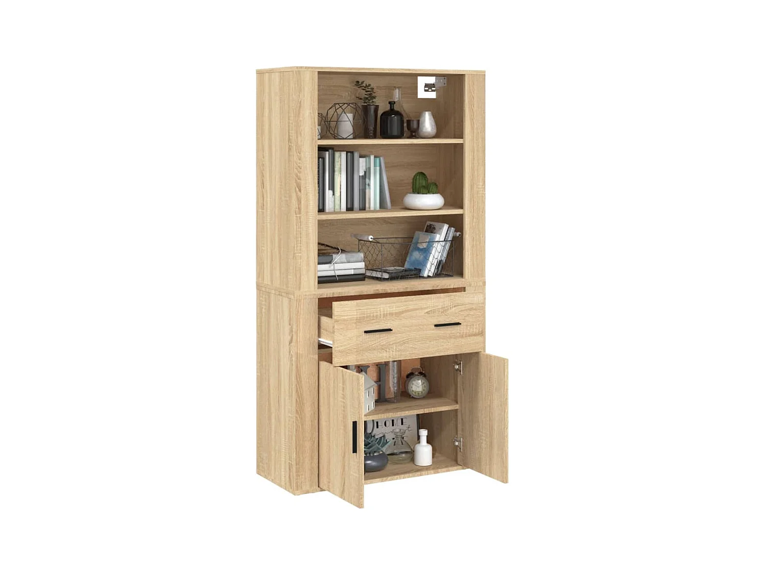 Buffet | Bahut | Meuble de rangement haut Chêne sonoma Bois d'ingénierie