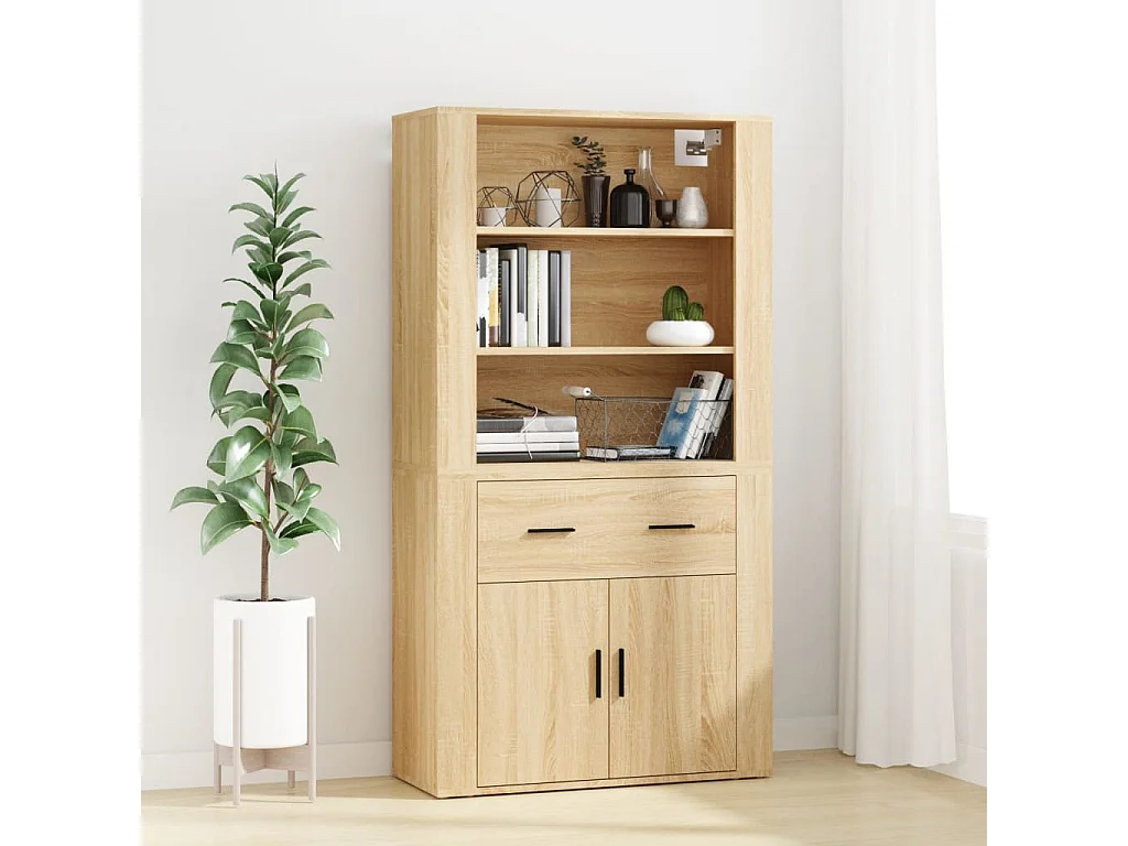 Buffet | Bahut | Meuble de rangement haut Chêne sonoma Bois d'ingénierie