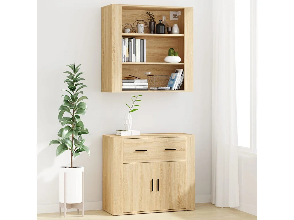 Buffet | Bahut | Meuble de rangement haut Chêne sonoma Bois d'ingénierie