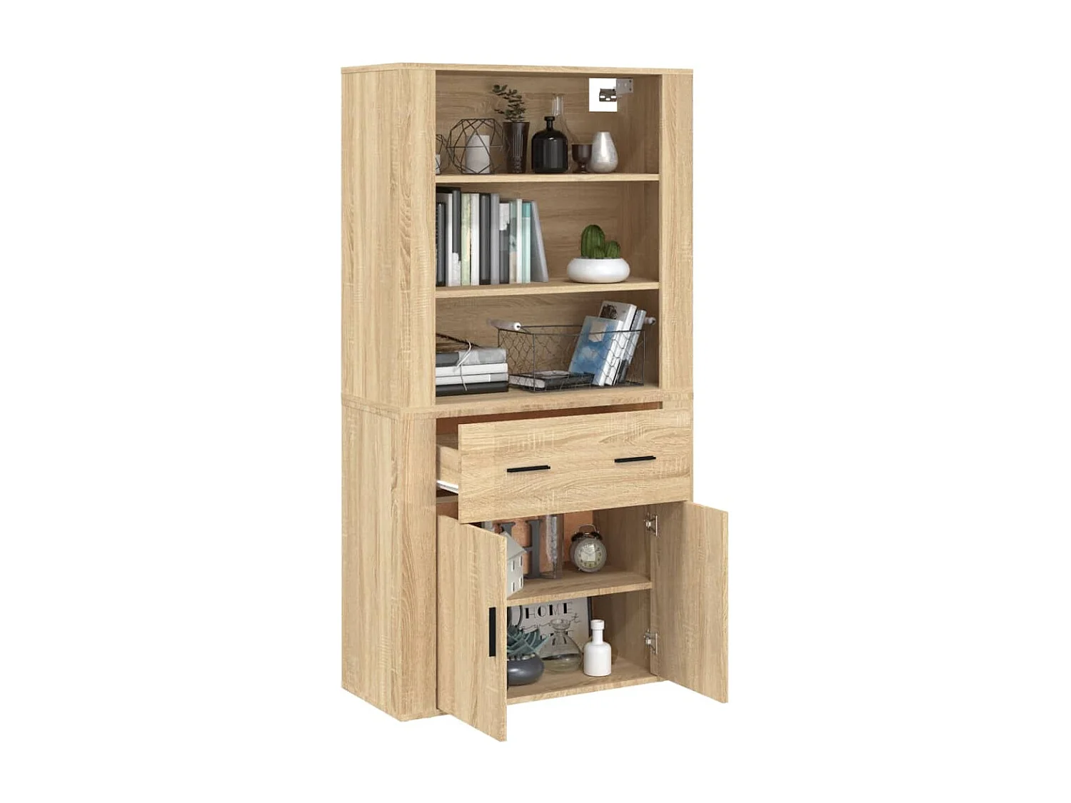 Buffet | Bahut | Meuble de rangement haut Chêne sonoma Bois d'ingénierie
