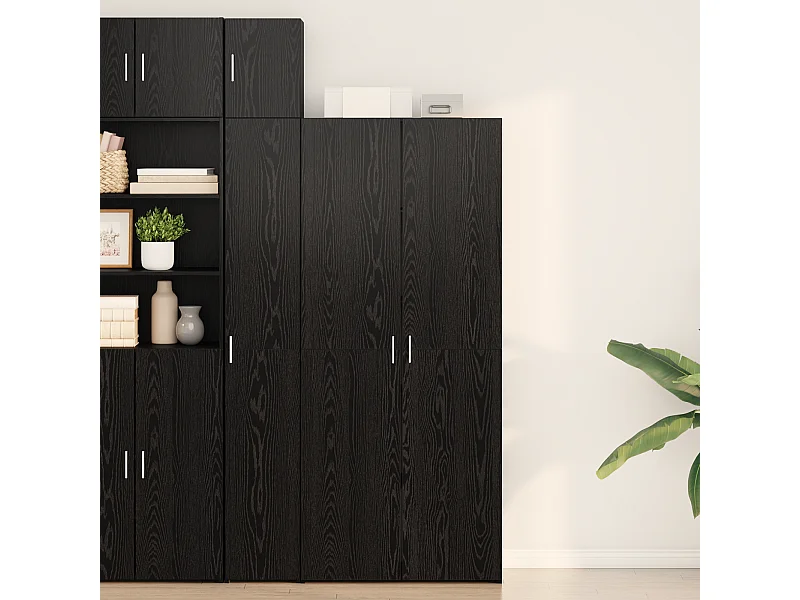 Credenza | Buffet | Armadio alto Rovere Nero 40x42.5x185 cm Legno ingegnerizzato