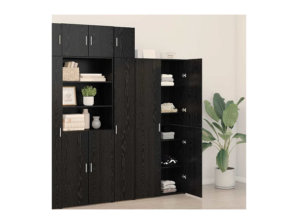Buffet | Bahut | Meuble de rangement haut Chêne noir 40x42.5x185 cm Bois