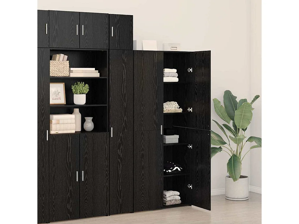 Credenza | Buffet | Armadio alto Rovere Nero 40x42.5x185 cm Legno ingegnerizzato