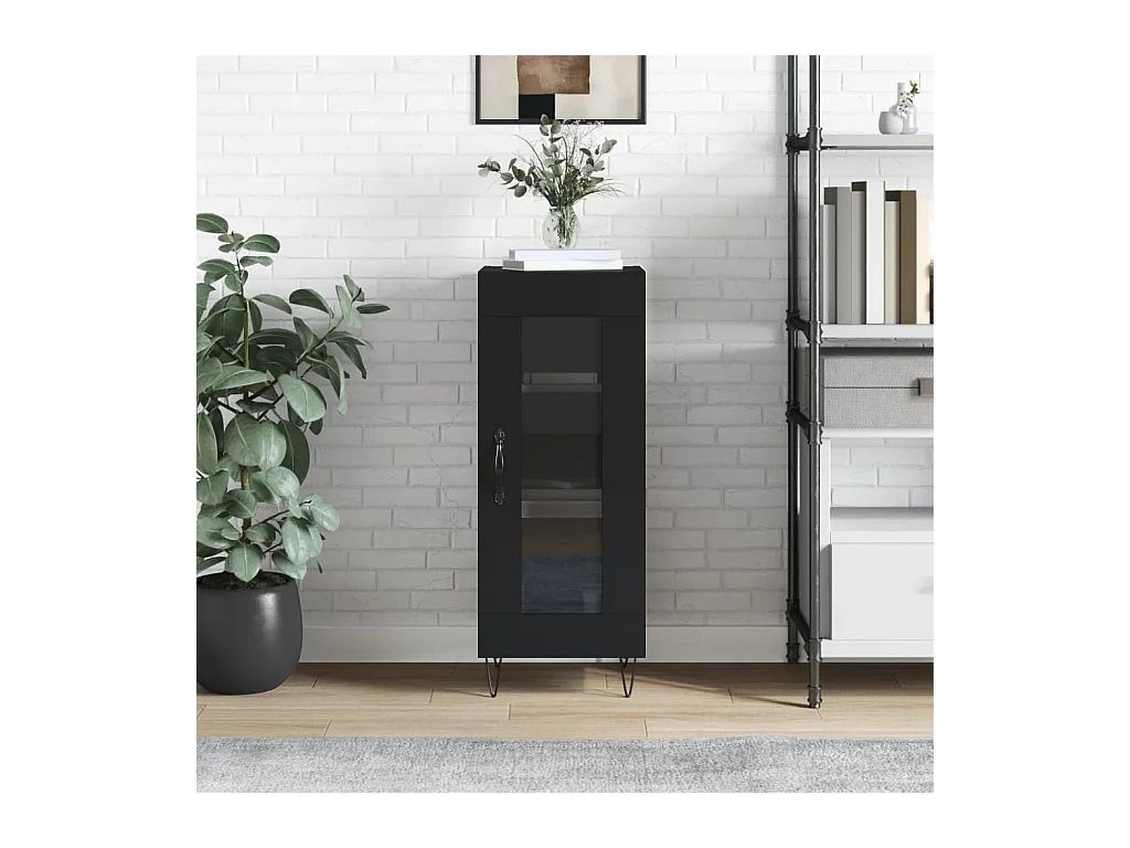Buffet | Bahut | Meuble de rangement Noir 34,5x34x90 cm Bois d'ingénierie