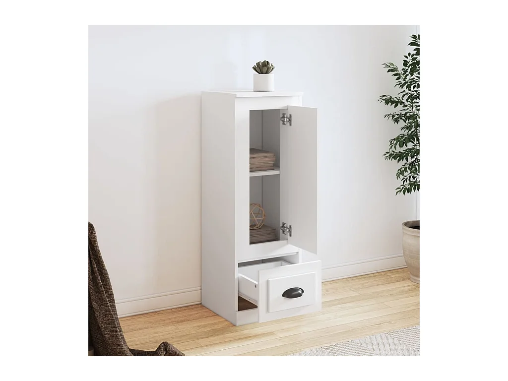Buffet | Bahut | Meuble de rangement haut blanc 36x35,5x103,5 cm bois d'ingénierie