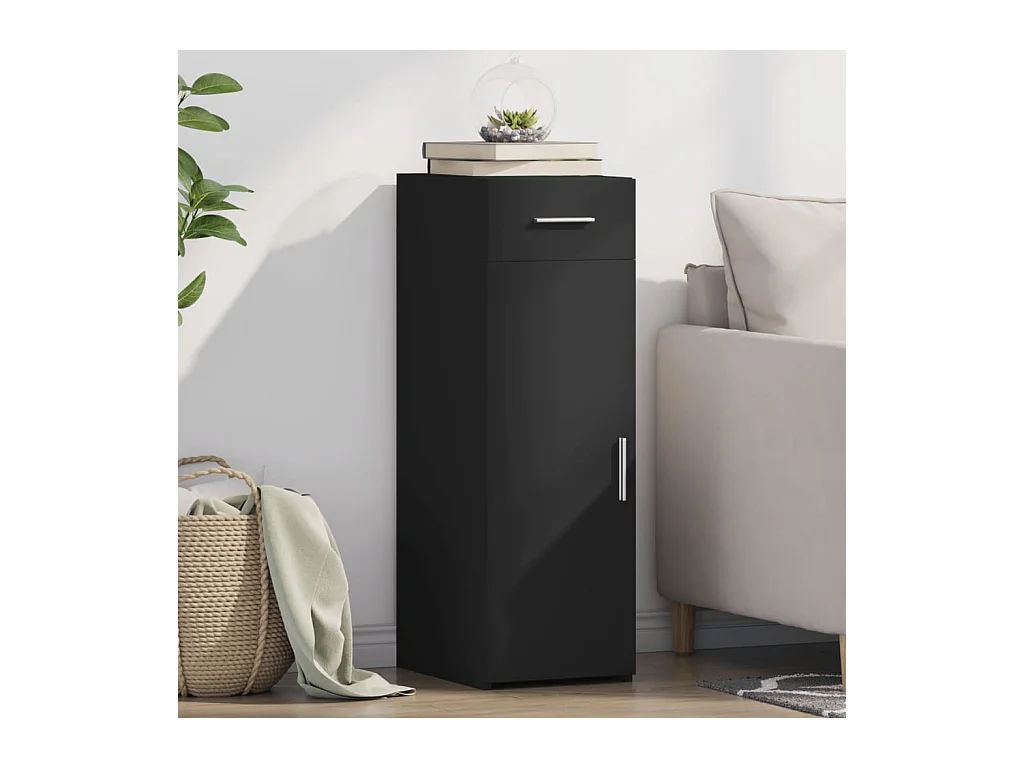 Credenza | Buffet | Armadio Nera 30x42,5x93 cm in Legno Multistrato