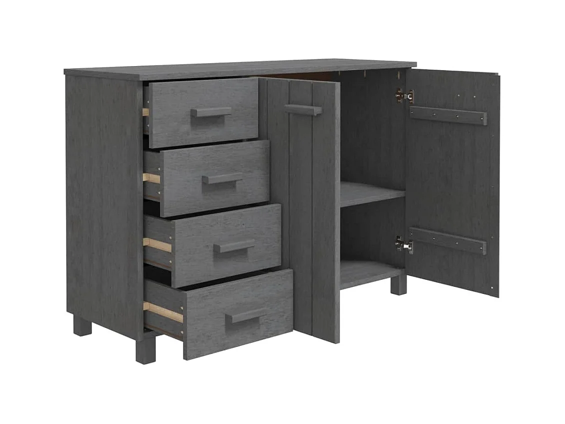 Credenza | Buffet | Armadio HAMAR Grigio Scuro 113x40x80 cm Legno Massello di Pino