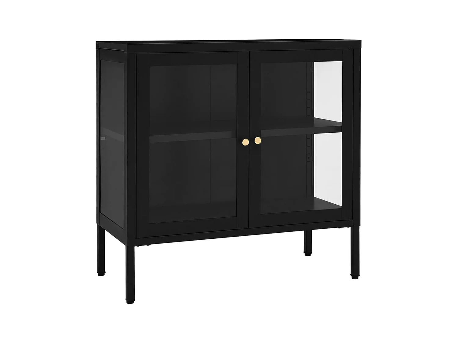 Buffet | Bahut | Meuble de rangement Noir 70x35x70 cm Acier et verre