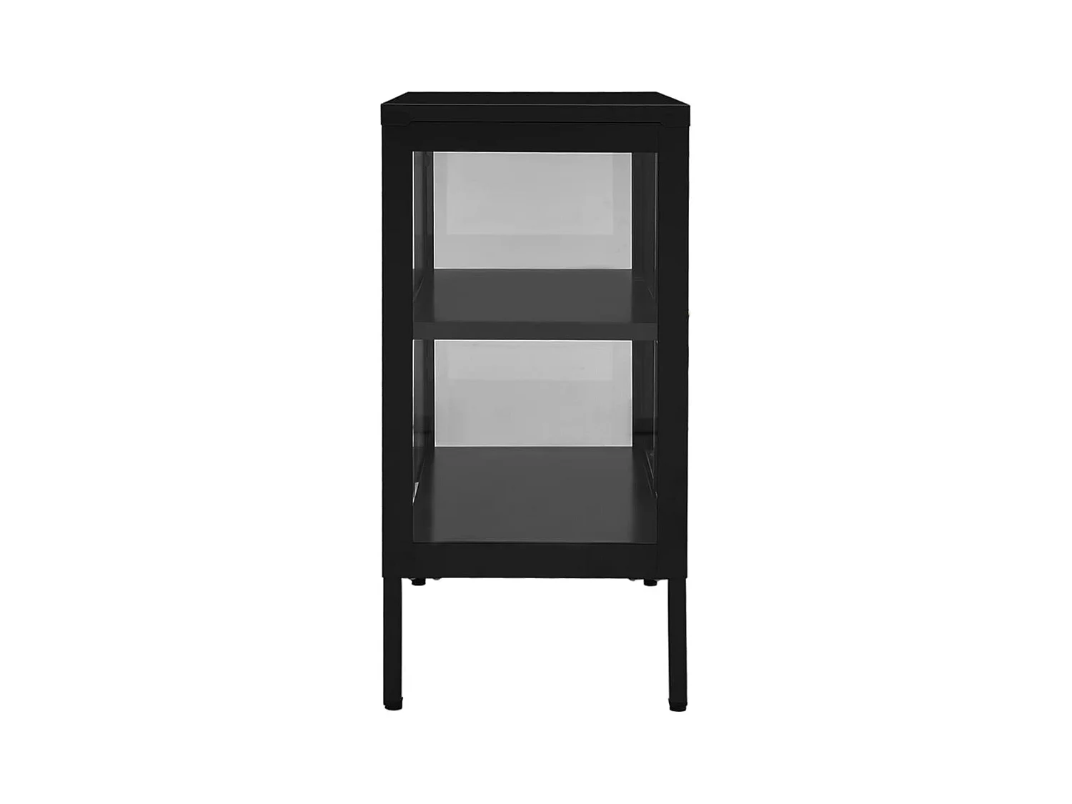 Buffet | Bahut | Meuble de rangement Noir 70x35x70 cm Acier et verre