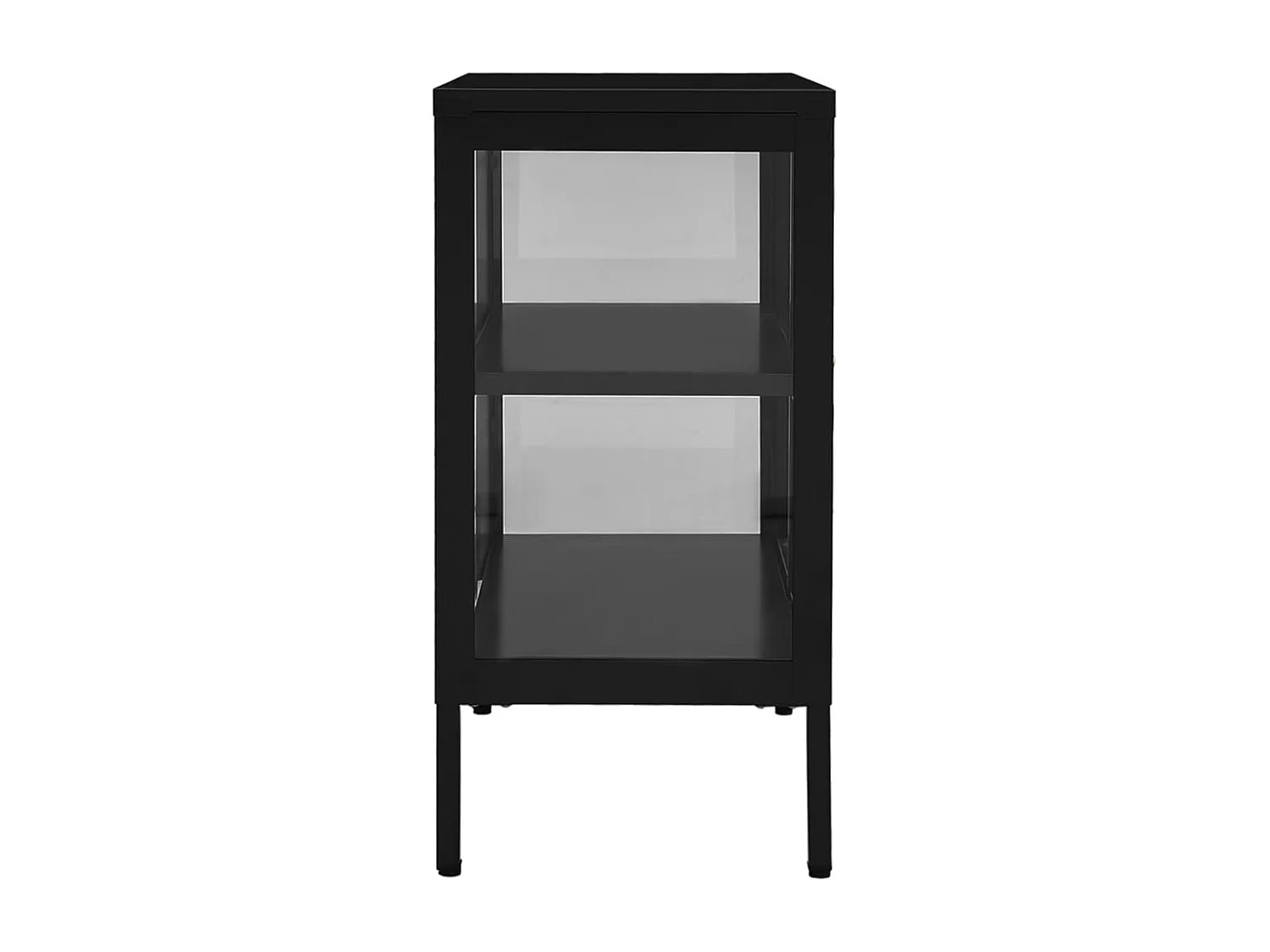 Credenza | Buffet | Armadio Nera 70x35x70 cm in Acciaio e Vetro