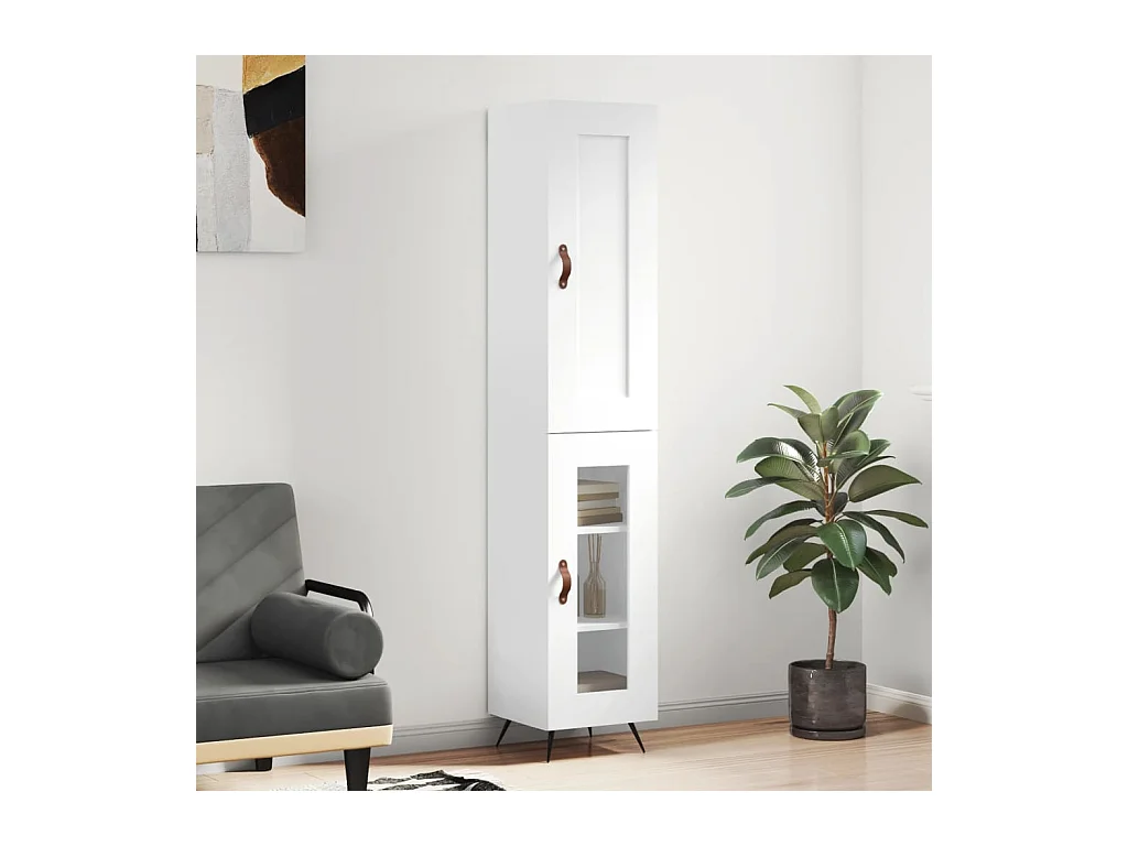 Buffet | Bahut | Meuble de rangement haut Blanc 34,5x34x180 cm Bois d'ingénierie