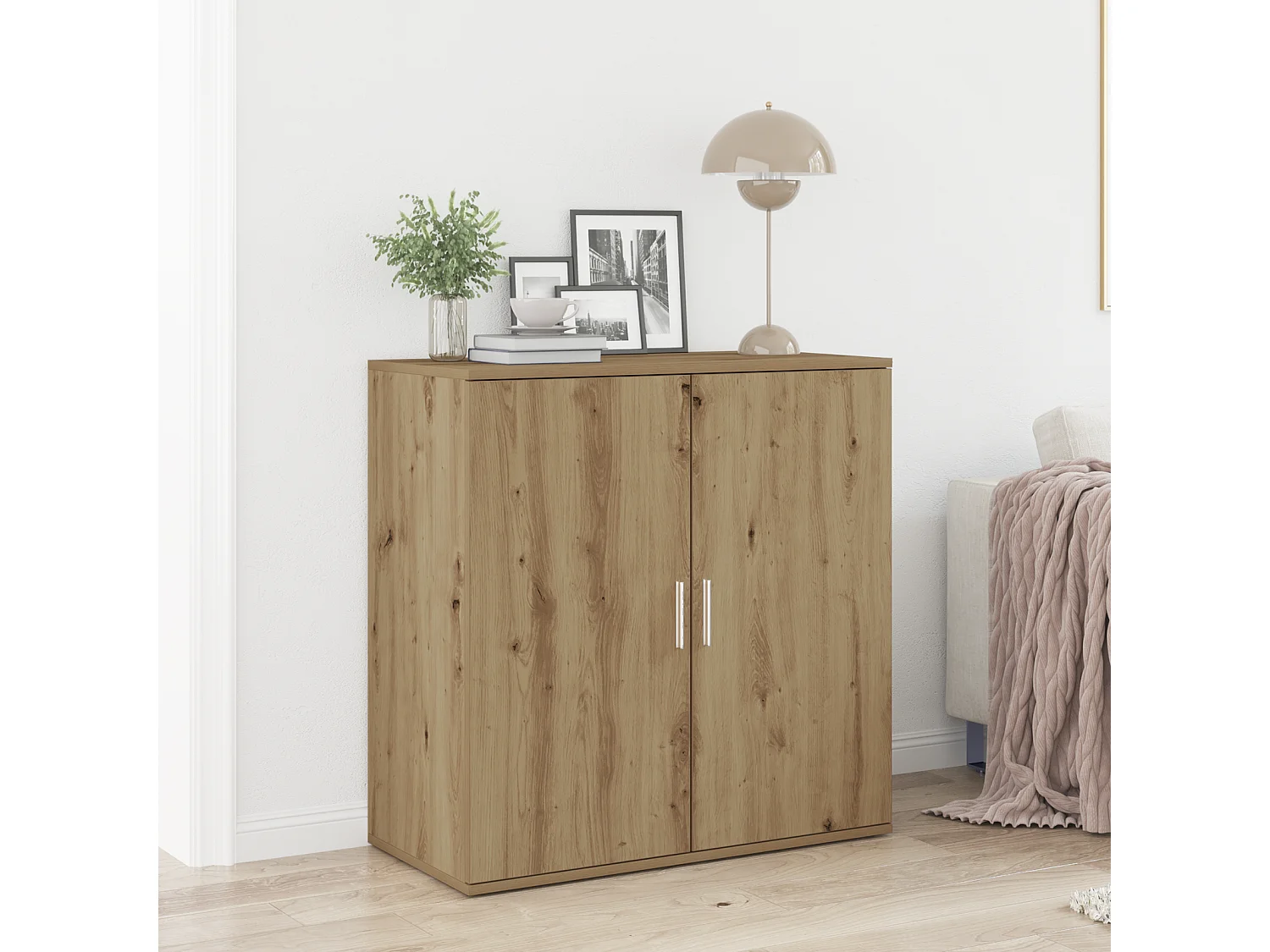 Buffet | Bahut | Meuble de rangement Artisan en chêne 79x38x80 cm en bois d'ingénierie