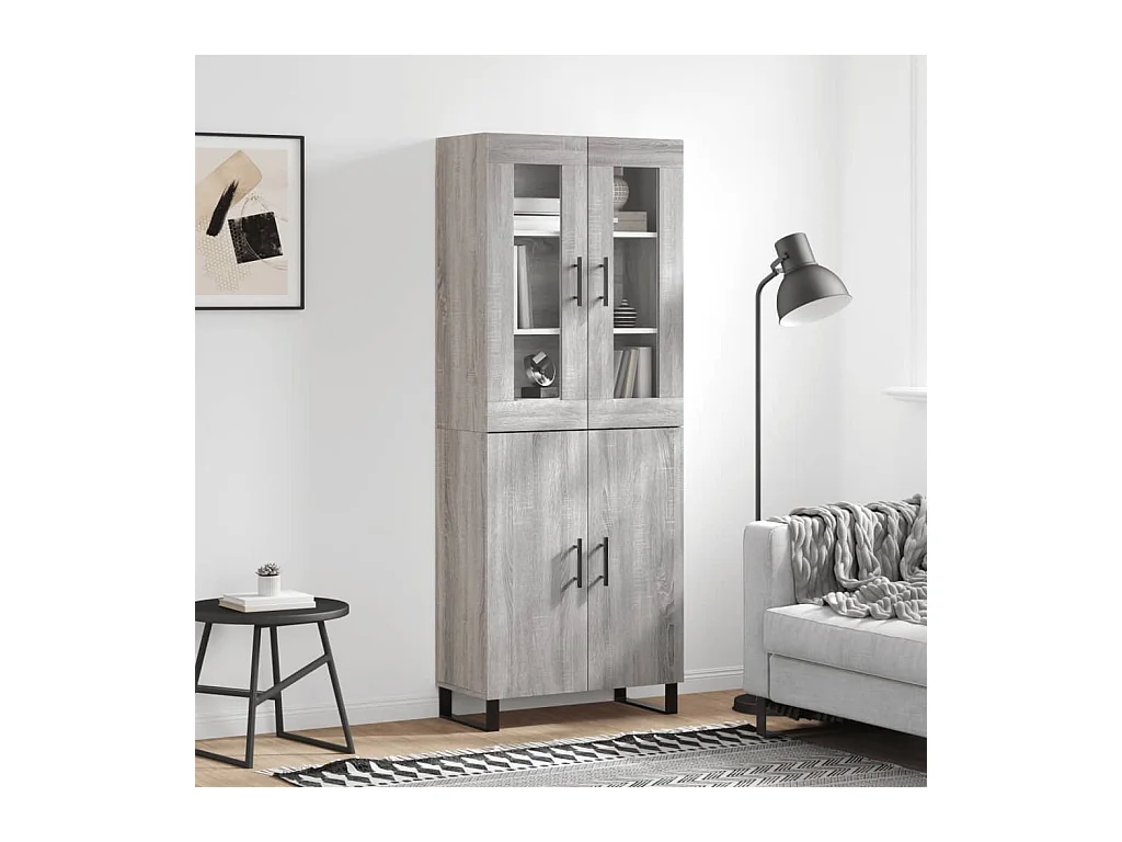 Buffet | Bahut | Meuble de rangement haut Sonoma gris 69,5x34x180 cm Bois d'ingénierie
