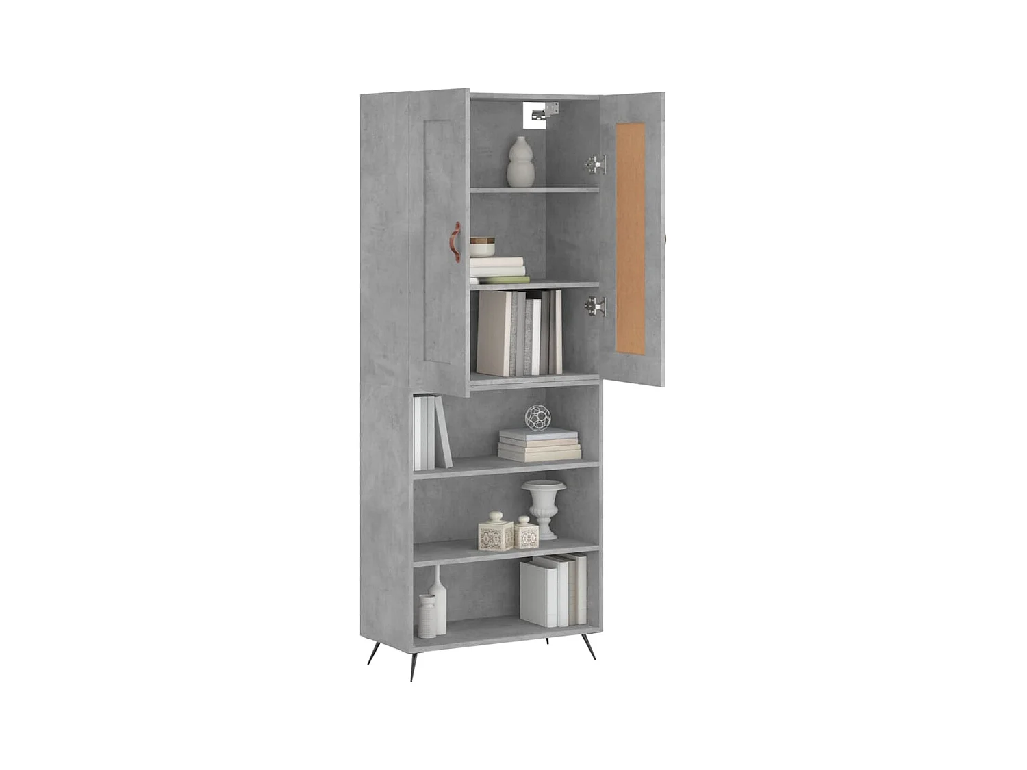 Buffet | Bahut | Meuble de rangement haut Gris béton 69,5x34x180 cm Bois d'ingénierie