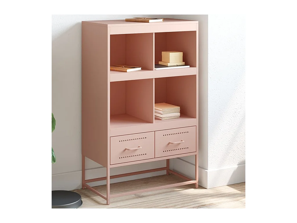 Buffet | Commode à tiroir | Meuble de rangement haut rose 68x39x111,5 cm acier