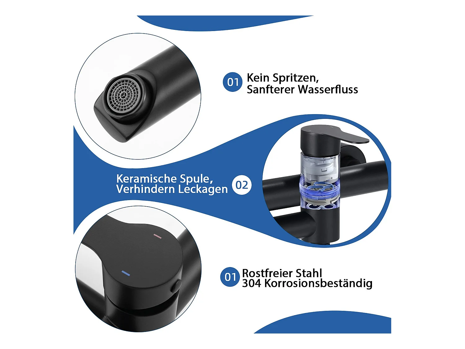 NETTLIFE Badkraan Zwarte Badkraan - Douchekraan met Douchekop Douchekraan met Handdouche