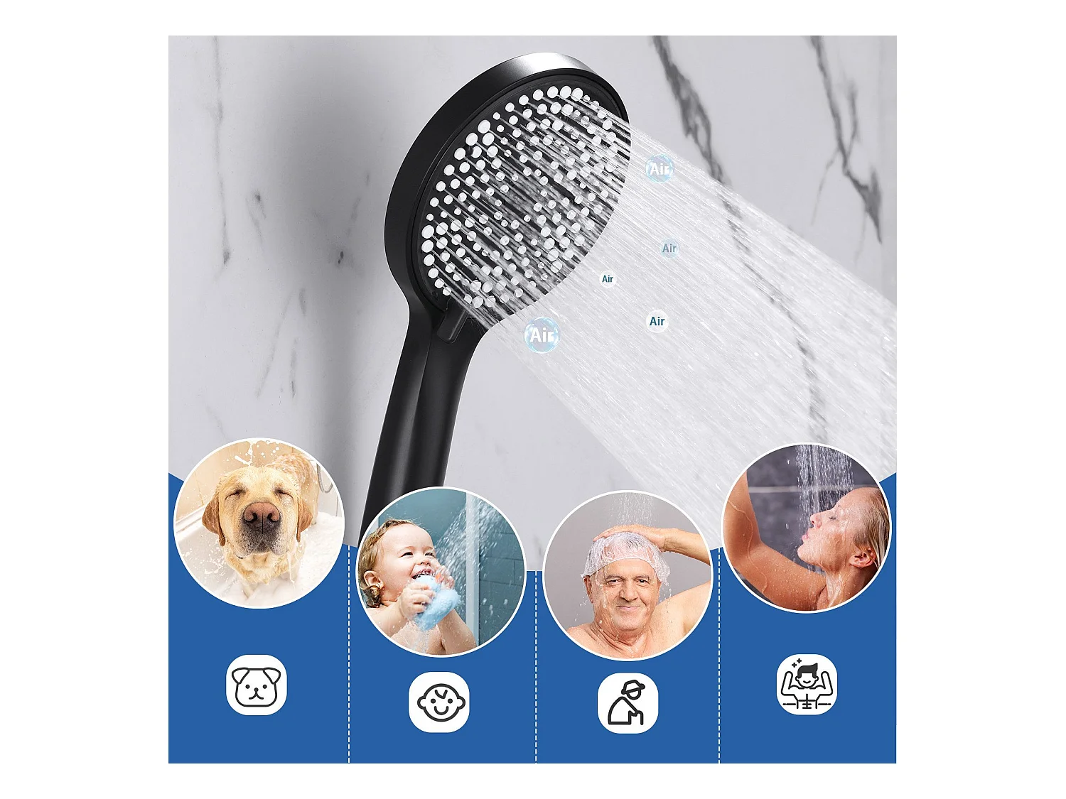 NETTLIFE Badkraan Zwarte Badkraan - Douchekraan met Douchekop Douchekraan met Handdouche