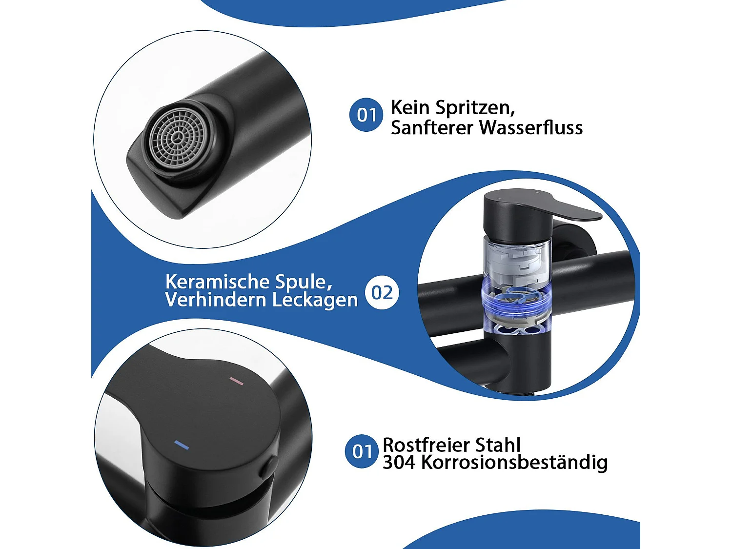 NETTLIFE Badkraan Zwarte Badkraan - Douchekraan met Douchekop Douchekraan met Handdouche