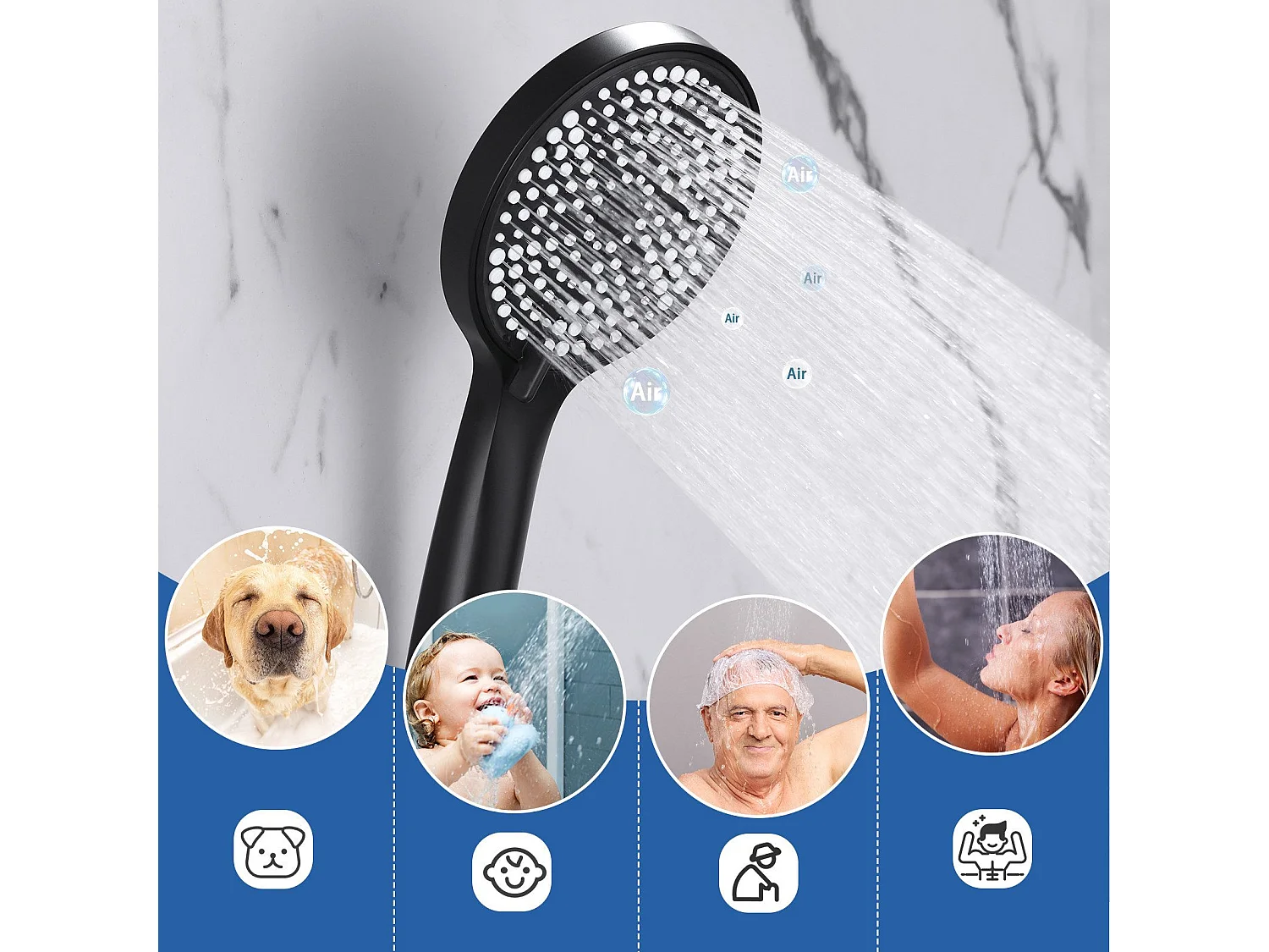 NETTLIFE Badkraan Zwarte Badkraan - Douchekraan met Douchekop Douchekraan met Handdouche