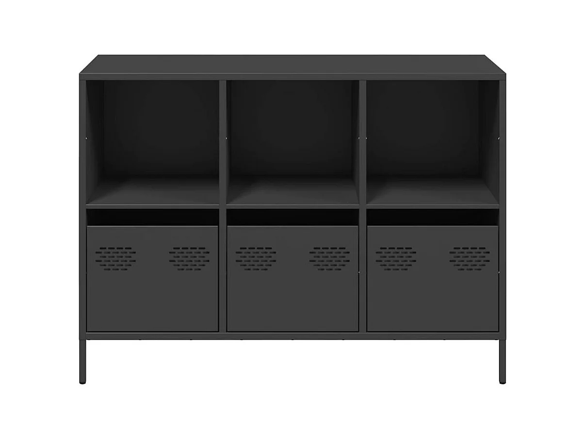 Buffet | Commode à tiroir | Meuble de rangement noir 101,5x39x73,5 cm acier laminé à froid